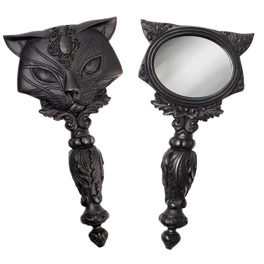 Black Cat Hand Mirror Alchemy Gothic Sacred Cat Divine Feline